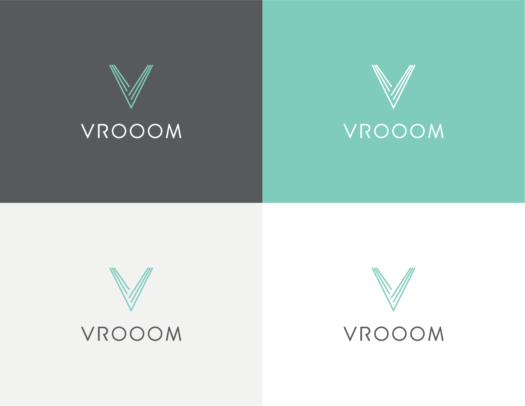VROOOM Driver-less Car Company Brand Secondary Logo Color Variants