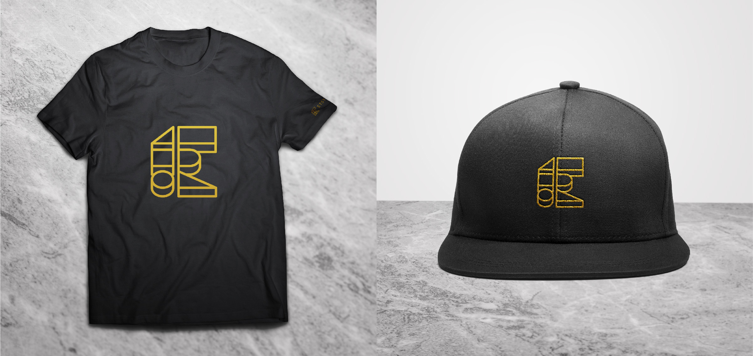 Etsy Brand Identity Apparell Mockup with Tshirt and Hat